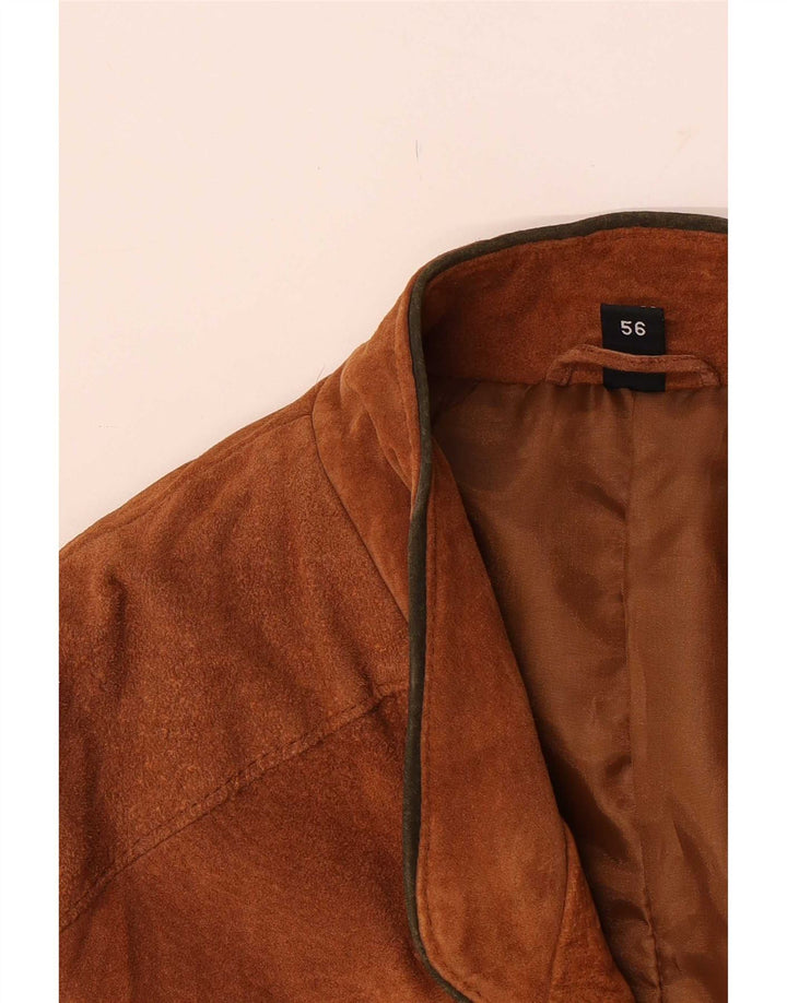 Vintage Mens Suede Jacket IT 56 3XL Brown Leather