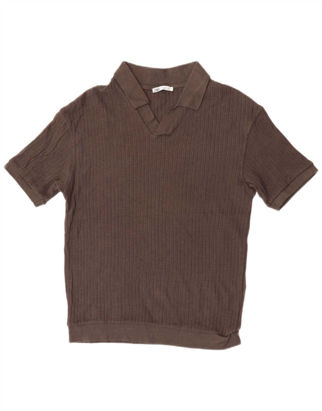 Zara Mens Polo Shirt Small Brown Cotton