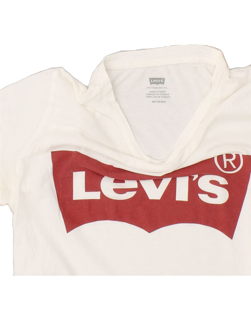 LEVI'S Womens Graphic T-Shirt Top UK 6 XS White Cotton | Vintage Levi's | Thrift | Second-Hand Levi's | Used Clothing | Messina Hembry 