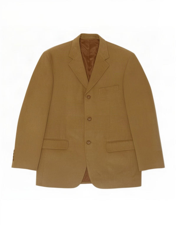 Marks & Spencer Mens 3 Button Blazer Jacket UK 38 Medium Beige Polyester