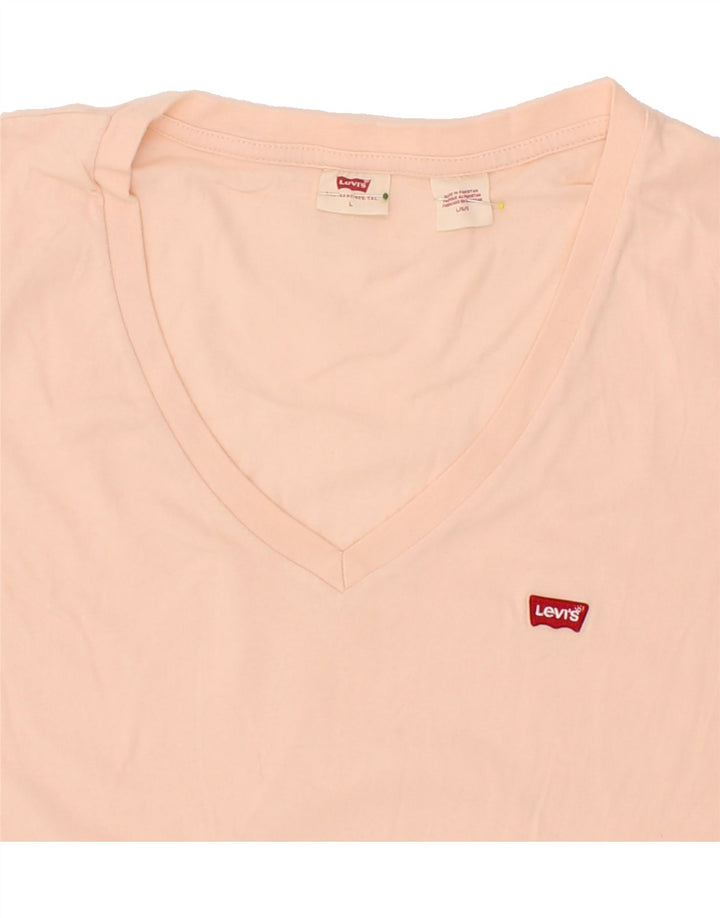 LEVI'S Womens T-Shirt Top UK 16 Large Pink Cotton Vintage Levi's and Second-Hand Levi's from Messina Hembry 