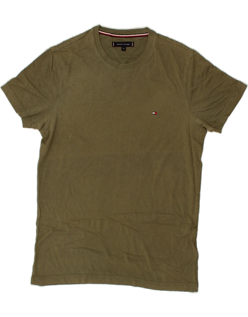 TOMMY HILFIGER Mens T-Shirt Top Medium Khaki Cotton Vintage Tommy Hilfiger and Second-Hand Tommy Hilfiger from Messina Hembry 