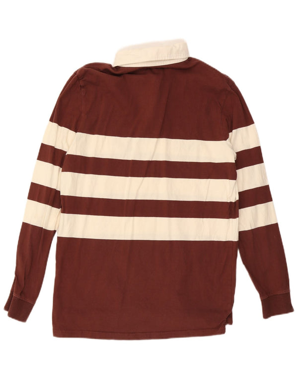 Fila Mens Graphic Long Sleeve Rugby Polo Shirt Medium Burgundy Striped