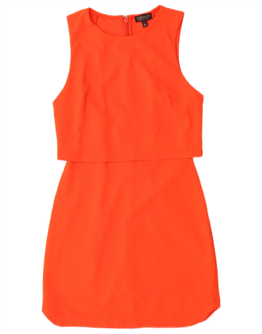 Topshop Womens Sleeveless Sheath Dress UK 10 Small Orange Polyester