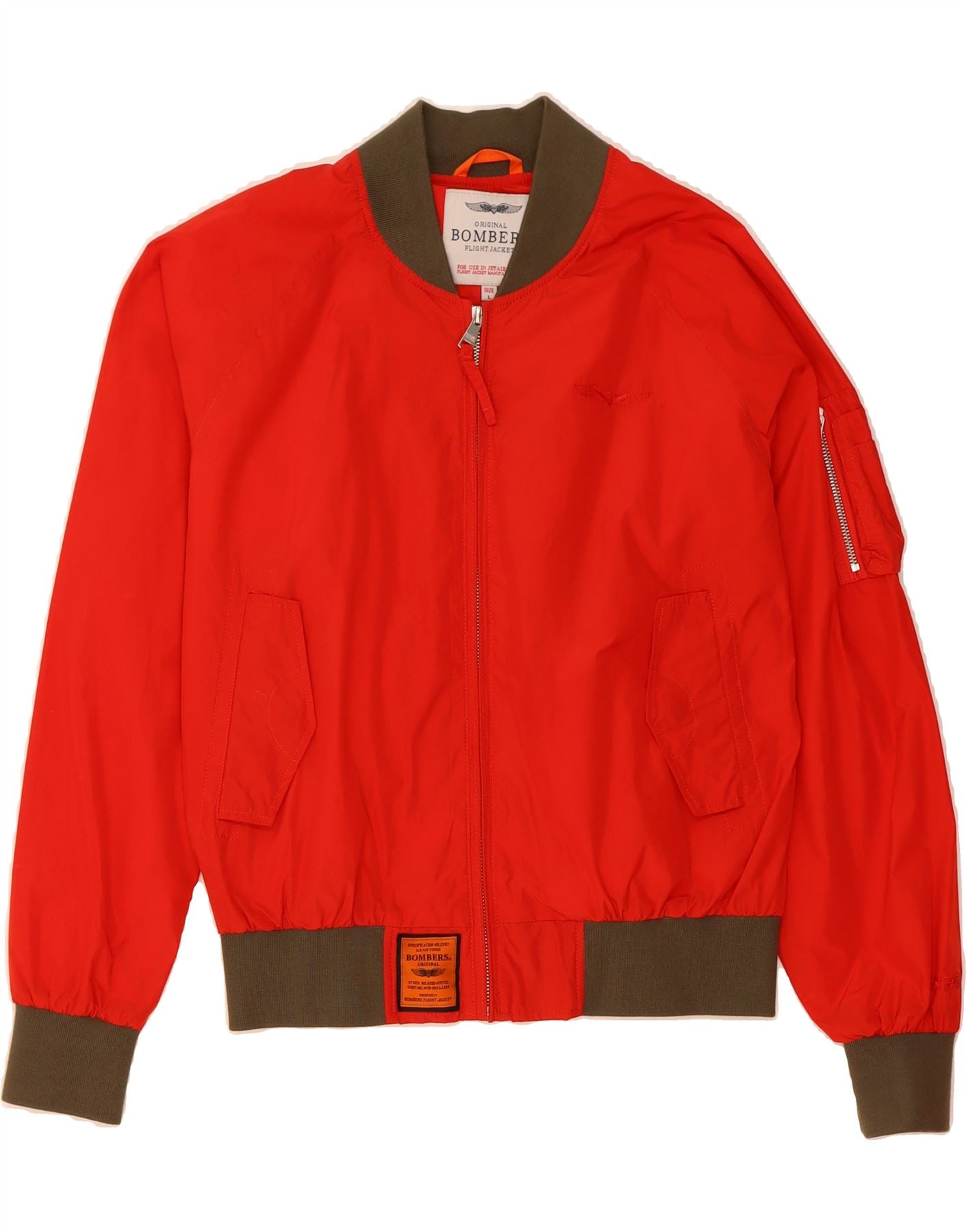 VINTAGE Herren Fliegerbomberjacke UK 40 Groß Rot Colourblock - Main Image
