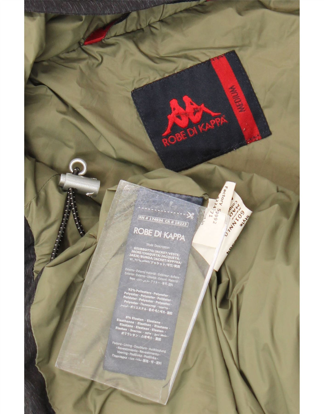 Kappa Mens Hooded Padded Anorak Jacket UK 38 Medium Grey Polyester