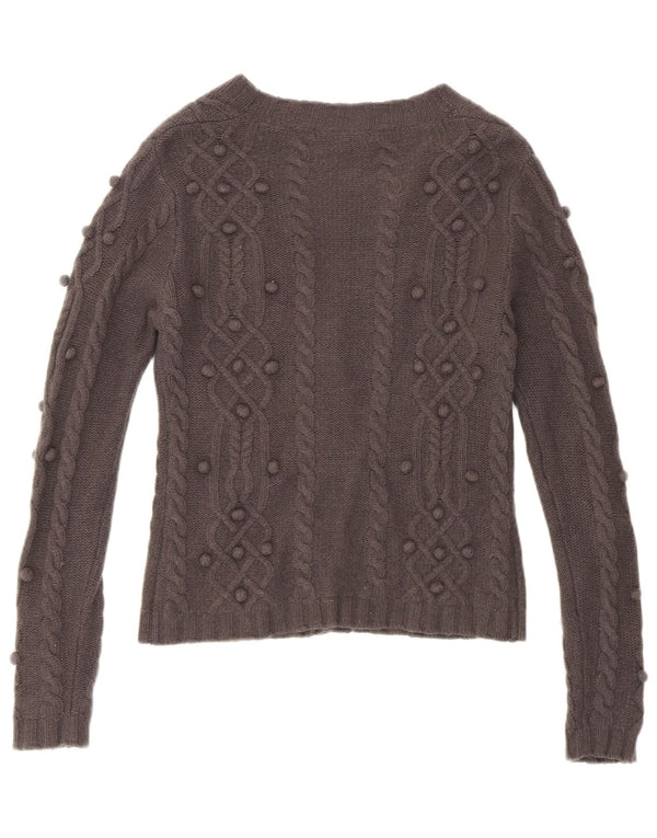 Laura Ashley Womens Crop Cardigan Sweater UK 10 Small Grey Lambswool