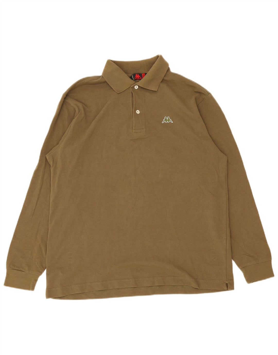 Kappa Mens Long Sleeve Polo Shirt Medium Khaki Cotton