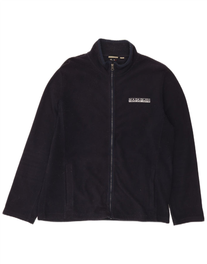 Napapijri Mens Fleece Jacket UK 42 XL Navy Blue Polyester
