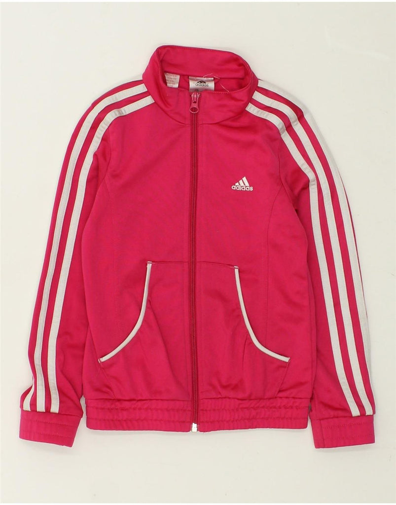 ADIDAS Girls Tracksuit Top Jacket 7-8 Years Pink Polyester | Vintage Adidas | Thrift | Second-Hand Adidas | Used Clothing | Messina Hembry 