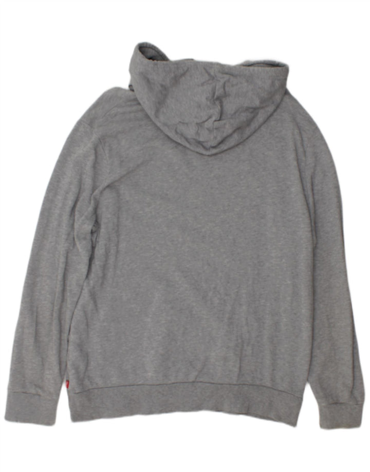 Levi's Mens Graphic Hoodie Jumper Large Grey Cotton