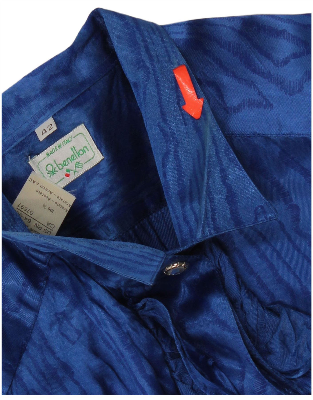 Benetton Womens Abstract Pattern Shirt Blouse IT 42 Medium Blue