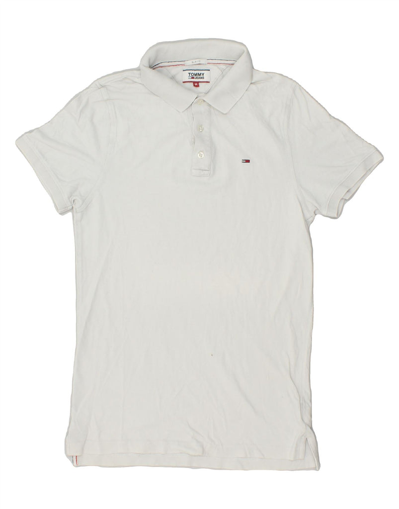 TOMMY HILFIGER Mens Slim Fit Polo Shirt Medium White Cotton | Vintage Tommy Hilfiger | Thrift | Second-Hand Tommy Hilfiger | Used Clothing | Messina Hembry 