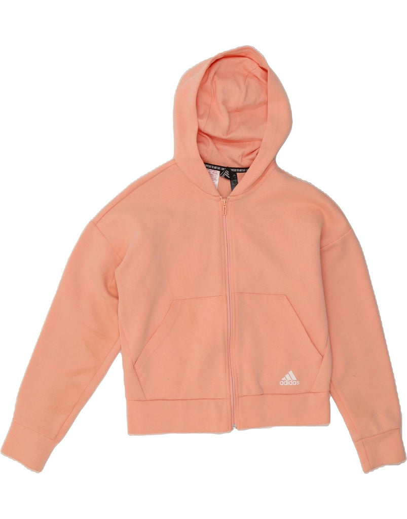 ADIDAS Girls Zip Hoodie Sweater 13-14 Years Pink Cotton Vintage Adidas and Second-Hand Adidas from Messina Hembry 