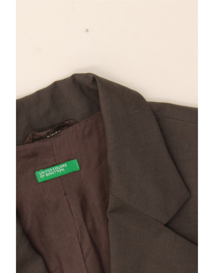 BENETTON Womens 3 Button Blazer Jacket IT 42 Medium Brown Wool Vintage Benetton and Second-Hand Benetton from Messina Hembry 