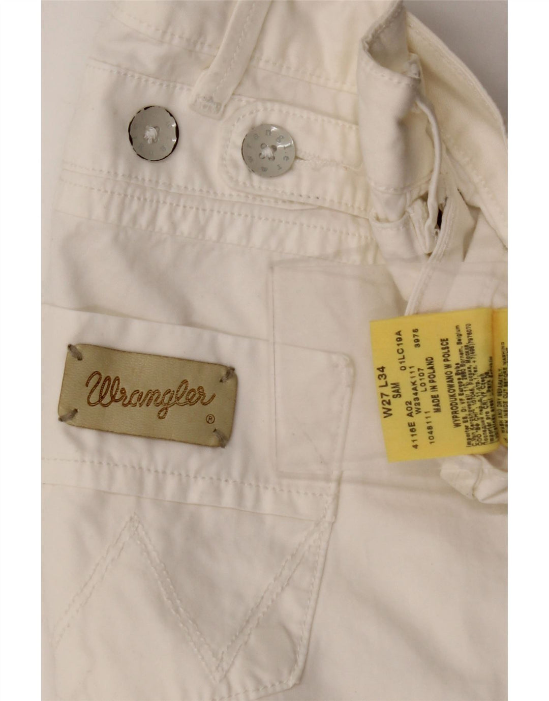 WRANGLER Womens Sam Straight Chino Trousers W27 L30 White Cotton
