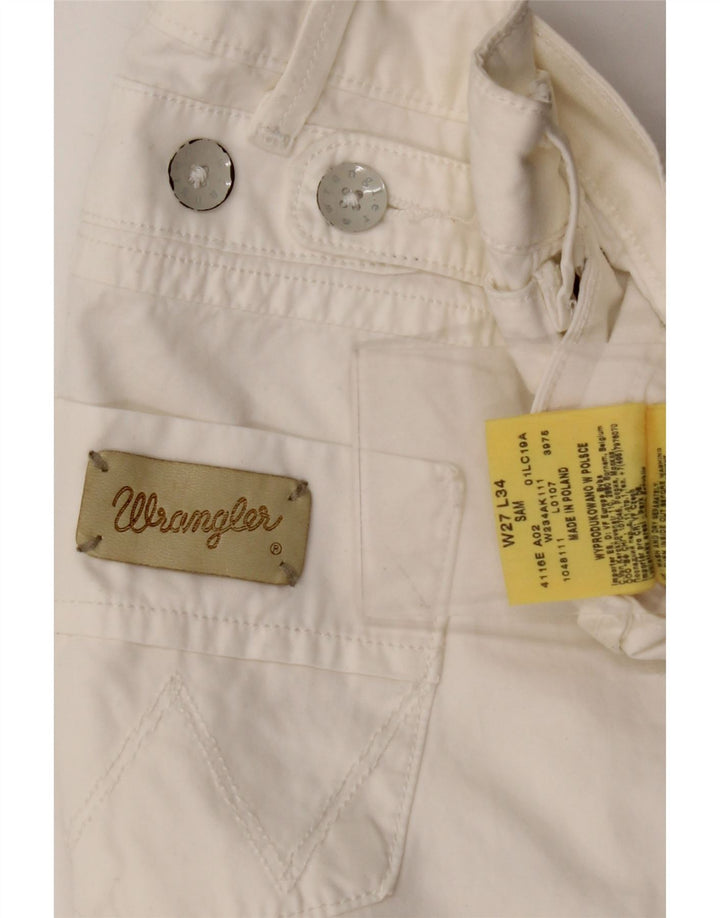 WRANGLER Womens Sam Straight Chino Trousers W27 L30 White Cotton
