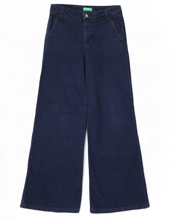 Benetton Womens Wide Leg Jeans UK 10 Small W28 L31 Navy Blue