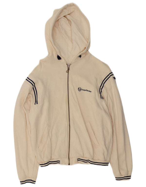 Sergio Tacchini Womens Zip Hoodie Sweater UK 16 Large Off White
