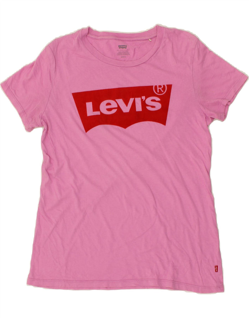 LEVI'S Womens Graphic T-Shirt Top UK 10 Small Pink Vintage Levi's and Second-Hand Levi's from Messina Hembry 