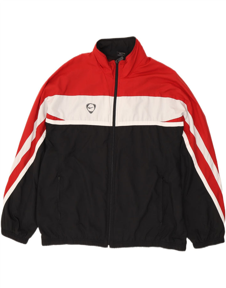 Nike Mens Tracksuit Top Jacket UK 45/47 XL Red Colourblock Polyester