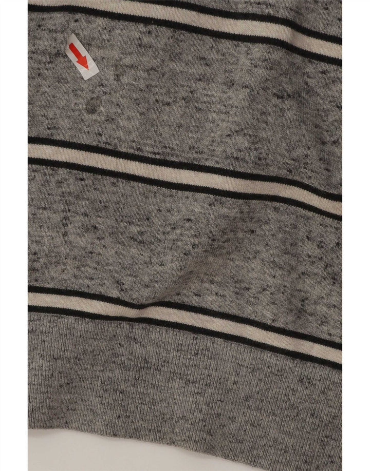 Gap Mens Crew Neck Jumper Sweater Large Grey Striped Cotton