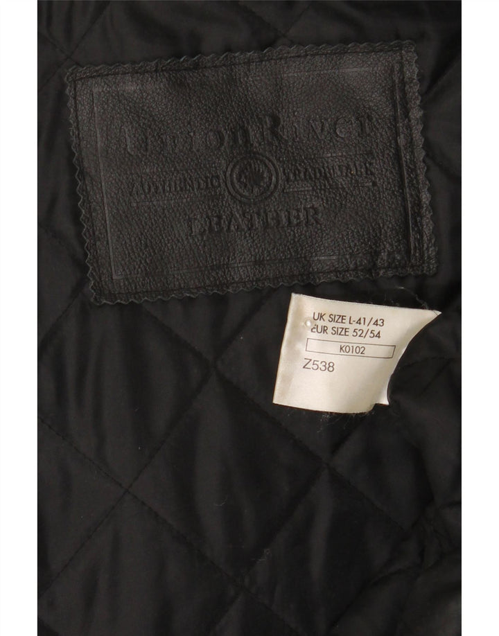 Union River Mens Leather Coat UK 41/43 Large Black Leather