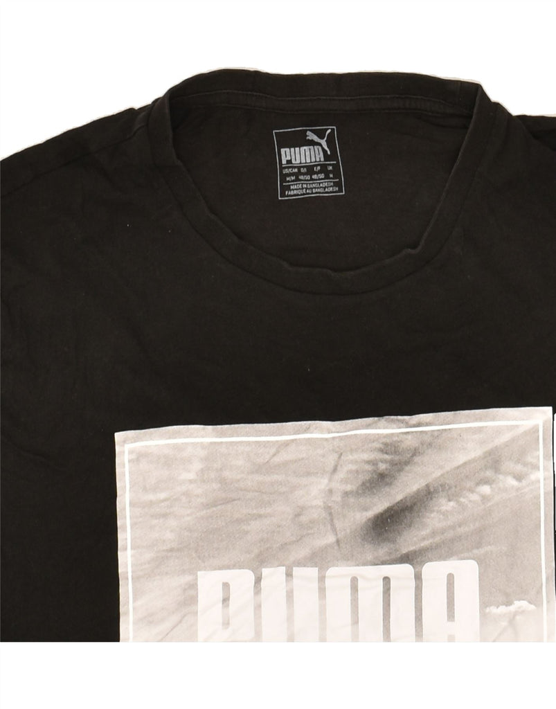 PUMA Mens Graphic T-Shirt Top Medium Black | Vintage Puma | Thrift | Second-Hand Puma | Used Clothing | Messina Hembry 