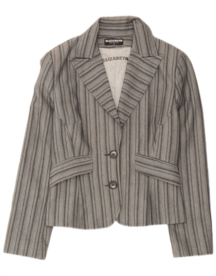 Vintage Womens 2 Button Blazer Jacket EU 46 XL Grey Striped