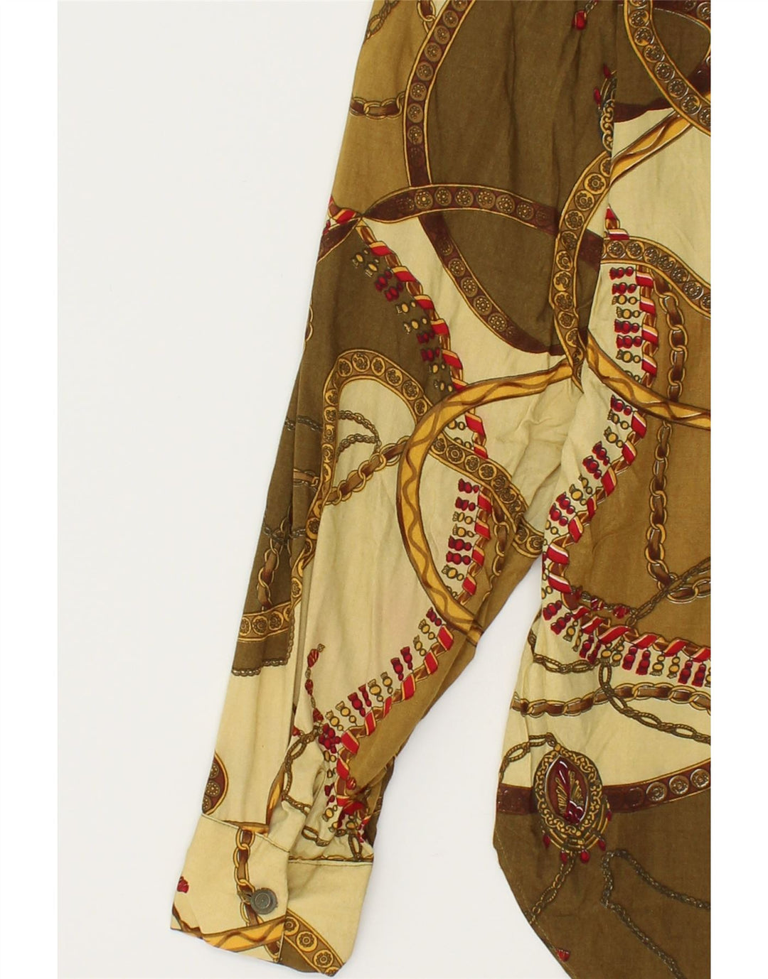 VINTAGE Womens Longline Abstract Pattern Shirt Blouse UK 16 Large Khaki Vintage Vintage and Second-Hand Vintage from Messina Hembry 