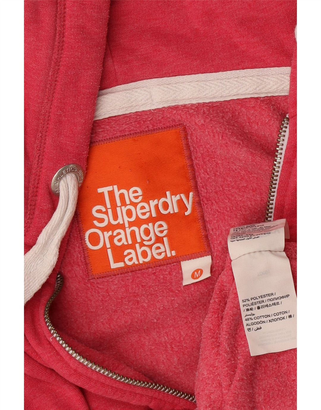 Superdry Womens Zip Hoodie Sweater UK 14 Medium Pink Polyester