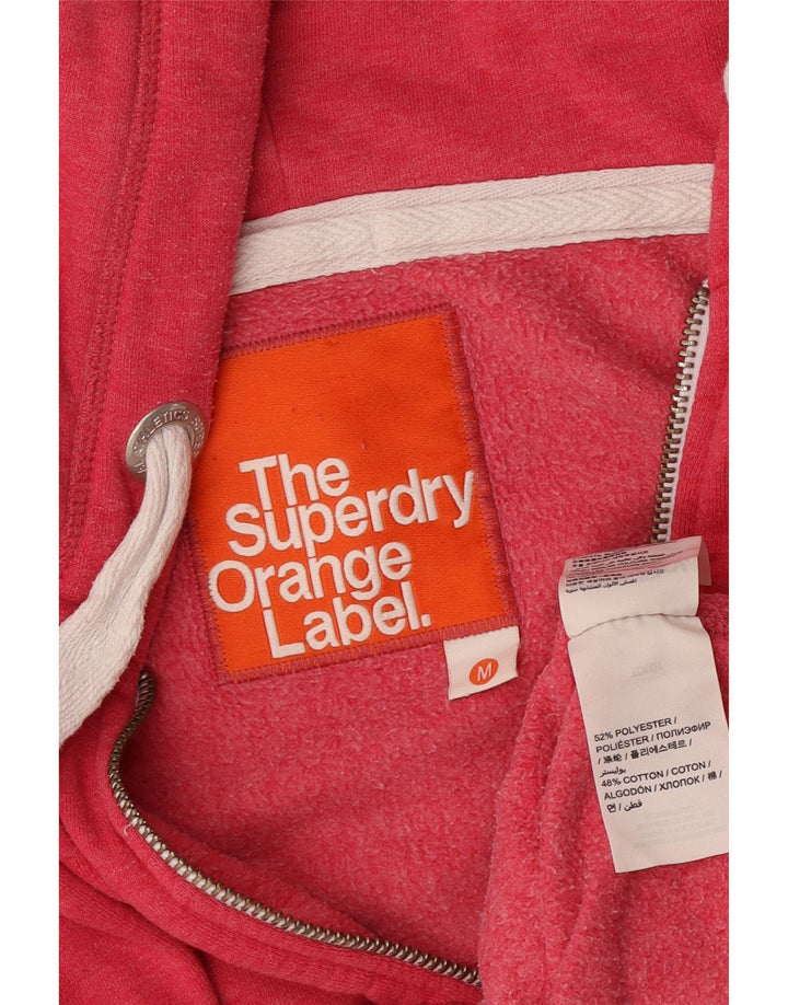 Superdry Womens Zip Hoodie Sweater UK 14 Medium Pink Polyester