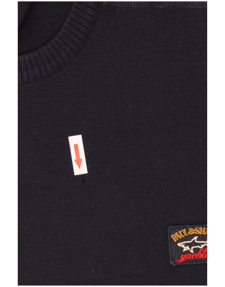Paul & Shark Mens Crew Neck Jumper Sweater Large Navy Blue Wool