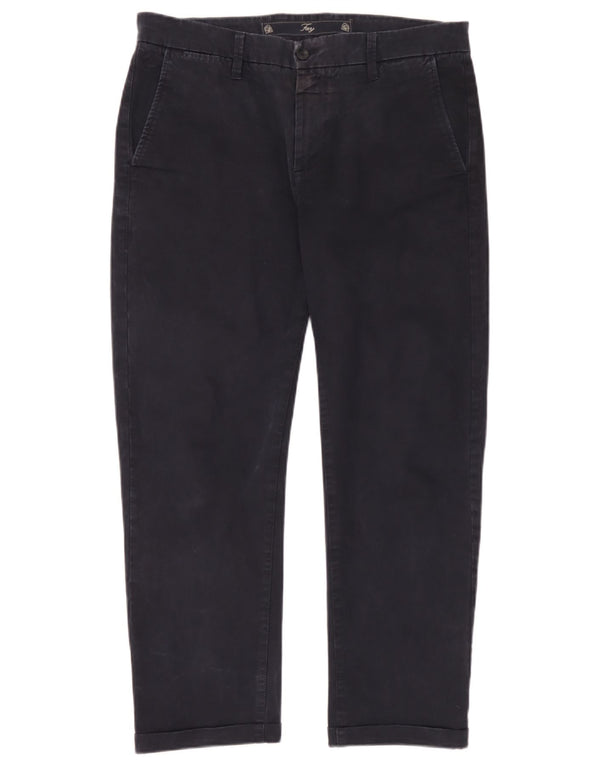Fay Mens Straight Chino Trousers W36 L28 Navy Blue Cotton