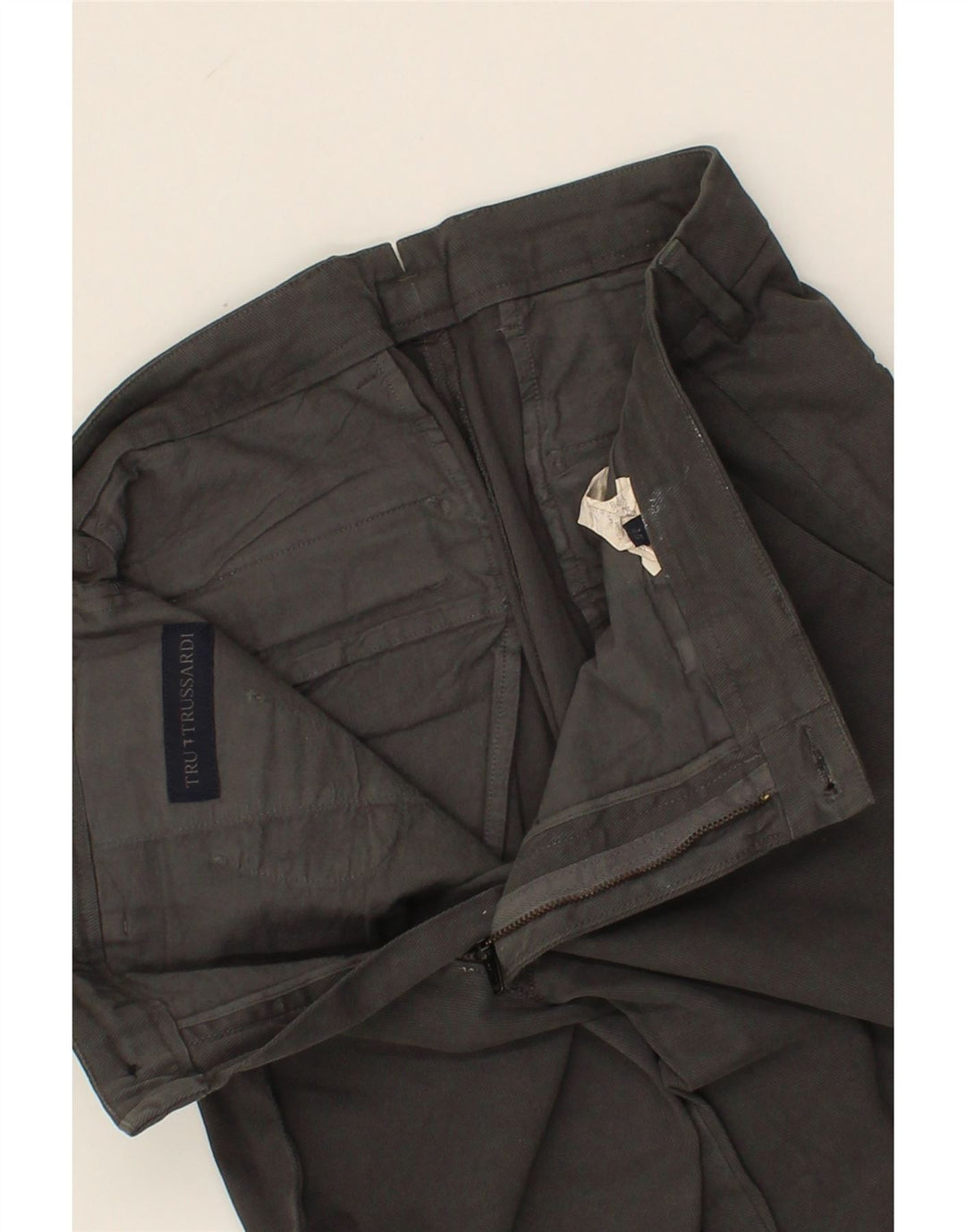 TRUSSARDI Mens Slim Chino Trousers IT 48 Medium W32 L29 Grey Vintage Trussardi and Second-Hand Trussardi from Messina Hembry 