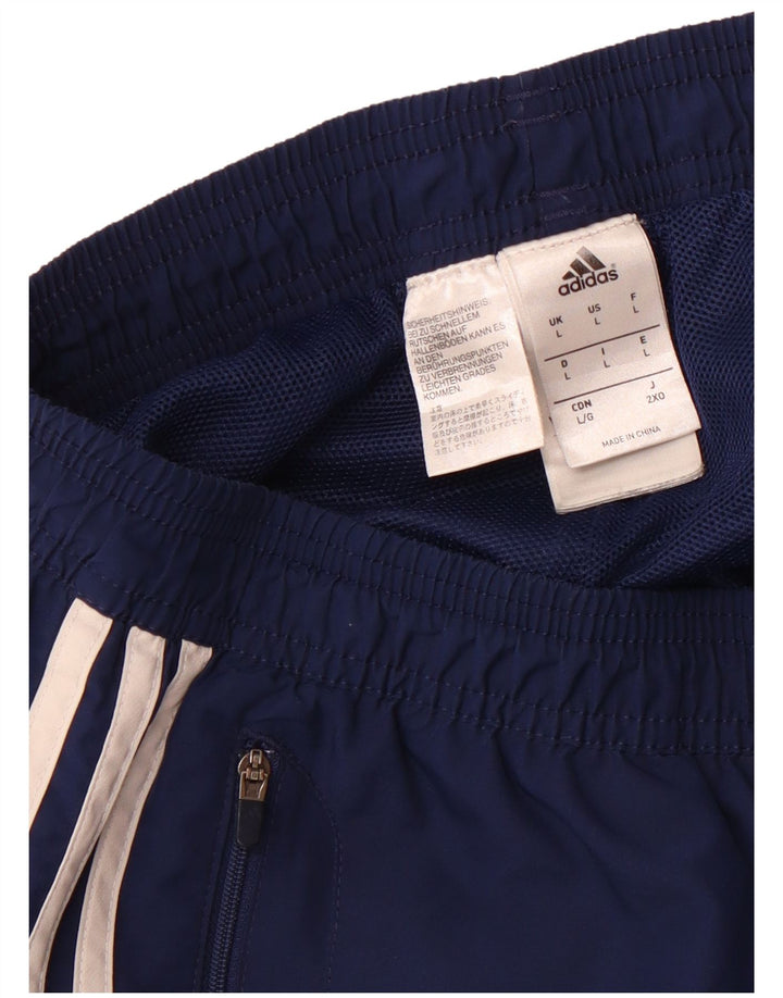 Adidas Mens Graphic Tracksuit Trousers Joggers Large Navy Blue Polyester