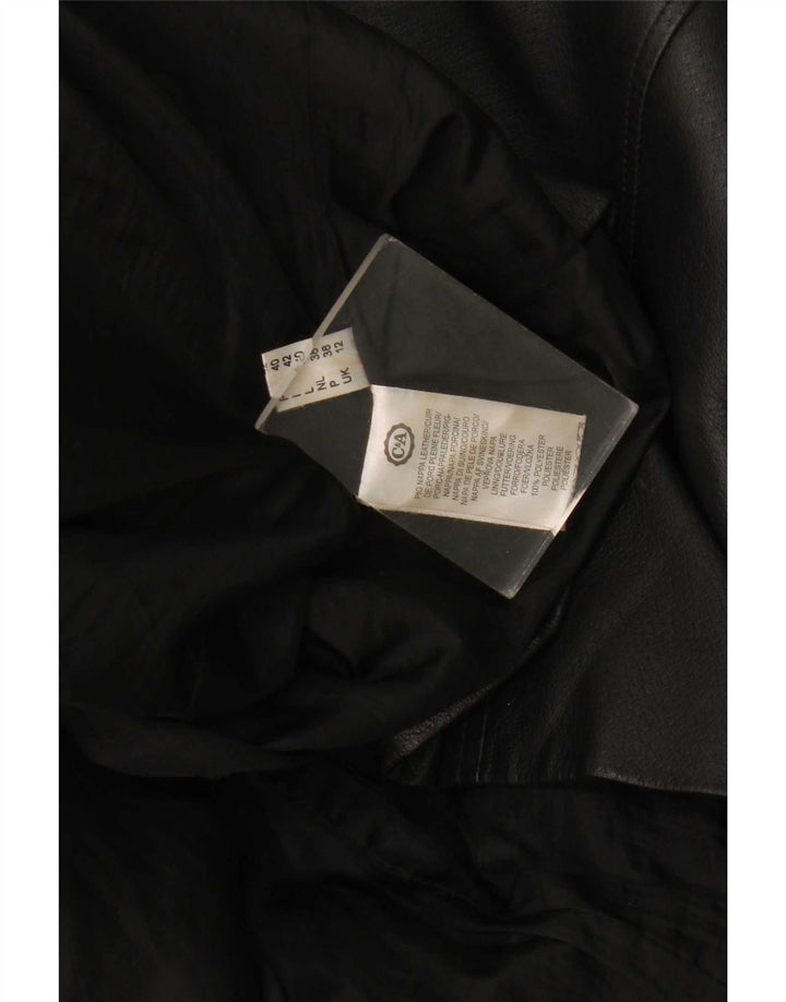 C&A Womens Leather Coat UK 12 Medium Black