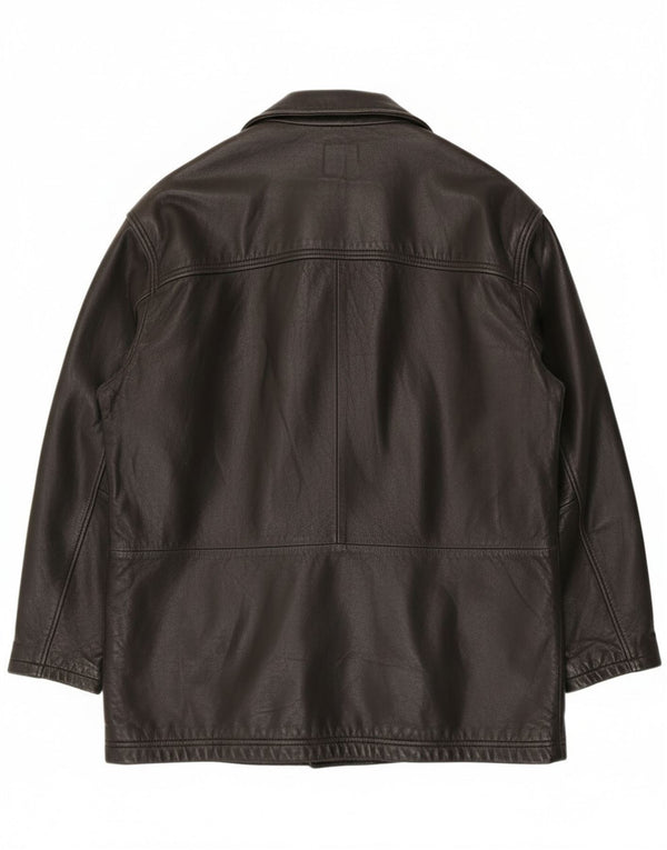 Trapper Mens Leather Jacket EU 52 XL Black Leather
