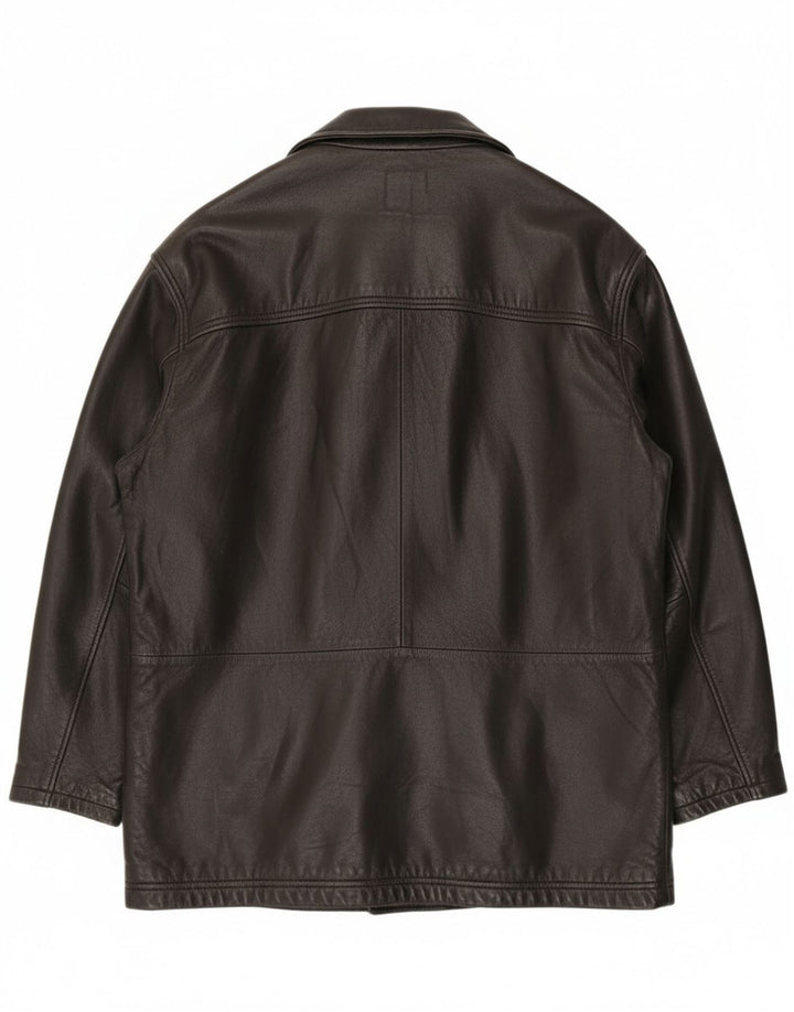 Trapper Mens Leather Jacket EU 52 XL Black Leather