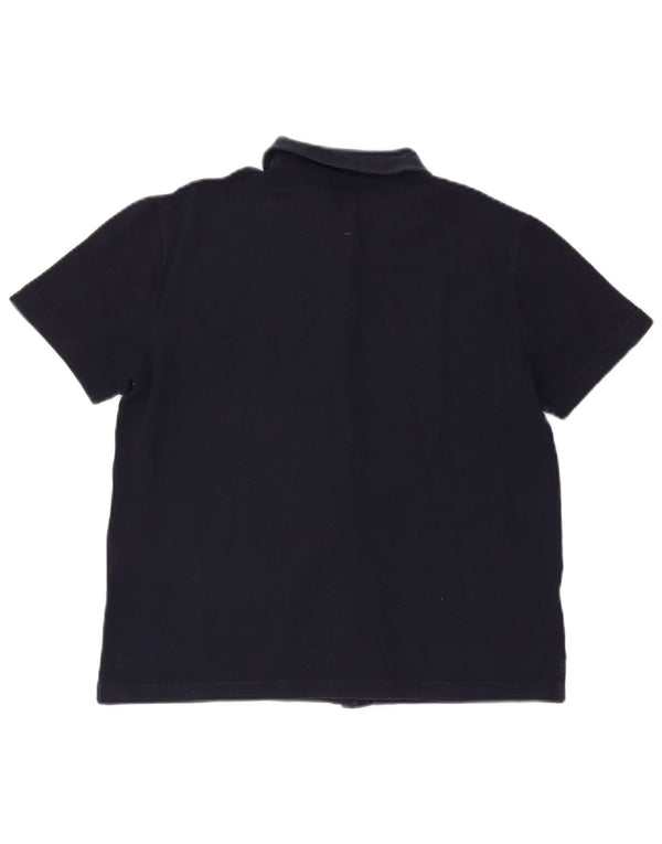 FRED PERRY Womens Short Sleeve Shirt UK 18 XL Navy Blue Cotton