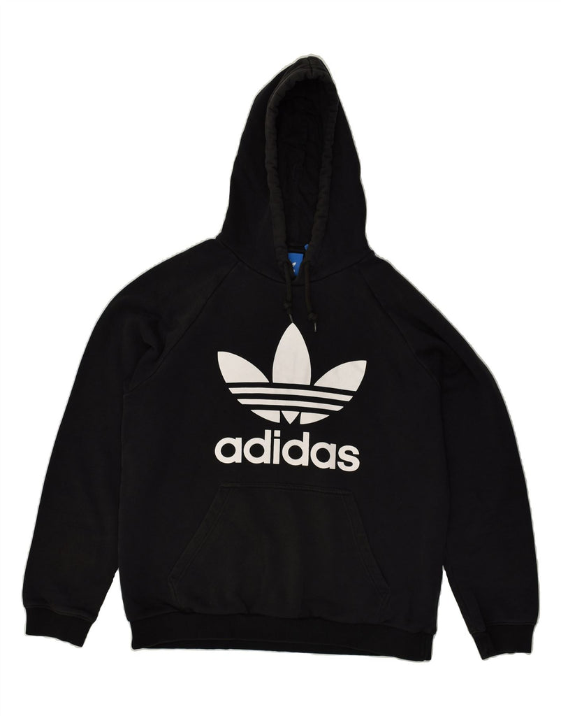 ADIDAS Mens Graphic Hoodie Jumper Large Black Cotton | Vintage Adidas | Thrift | Second-Hand Adidas | Used Clothing | Messina Hembry 