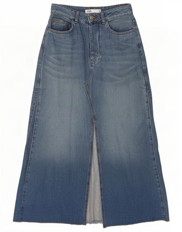 Zara Womens Maxi Denim Skirt Small W26 Blue