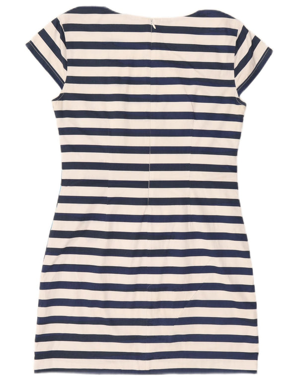 Desigual Womens Graphic Sheath Dress EU 40 Medium White Striped