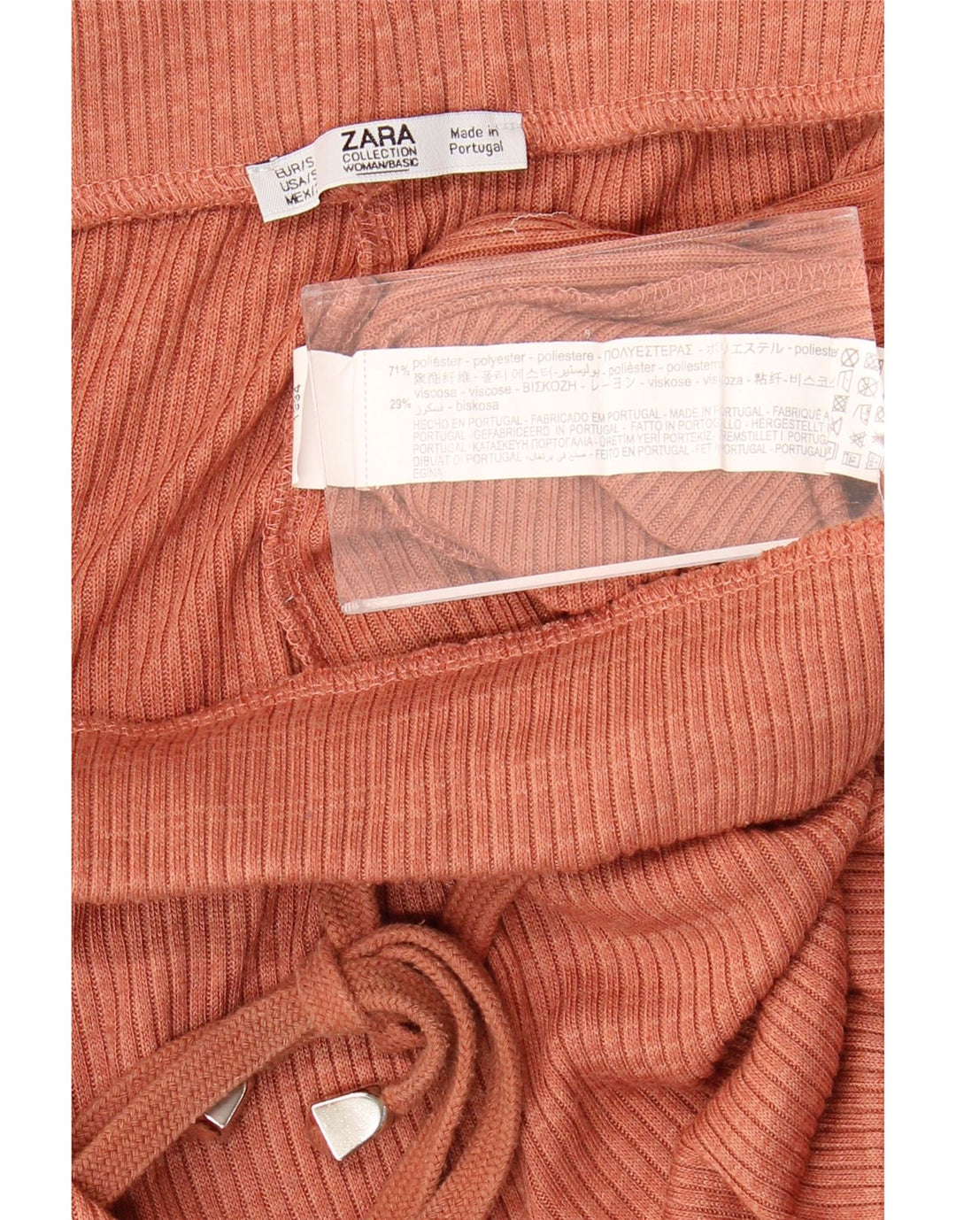Zara Womens Wide Leg Tracksuit Trousers UK 8 Small  Brown Polyester