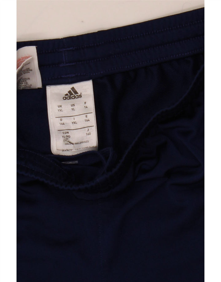 Adidas Boys Tracksuit Trousers Joggers 13-14 Years XL Navy Blue Polyester