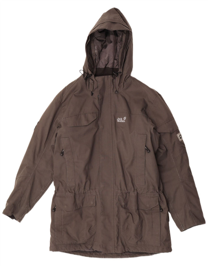 Jack Wolfskin Mens Hooded Windbreaker Coat UK 36/38 Medium Grey Polyester
