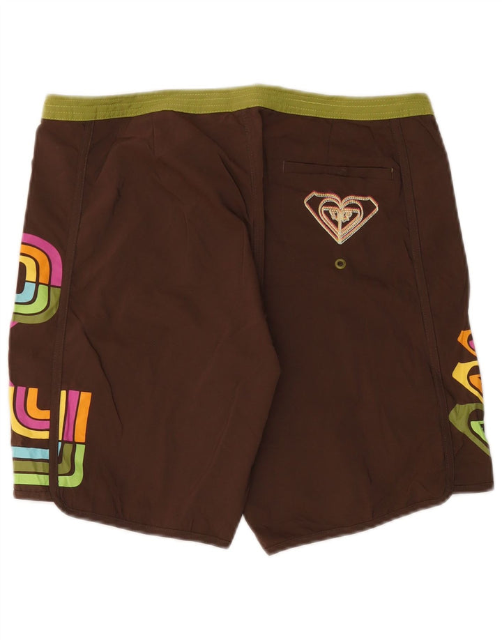 Roxy Womens Graphic Swimming Shorts US 9 Large  Brown Polyester