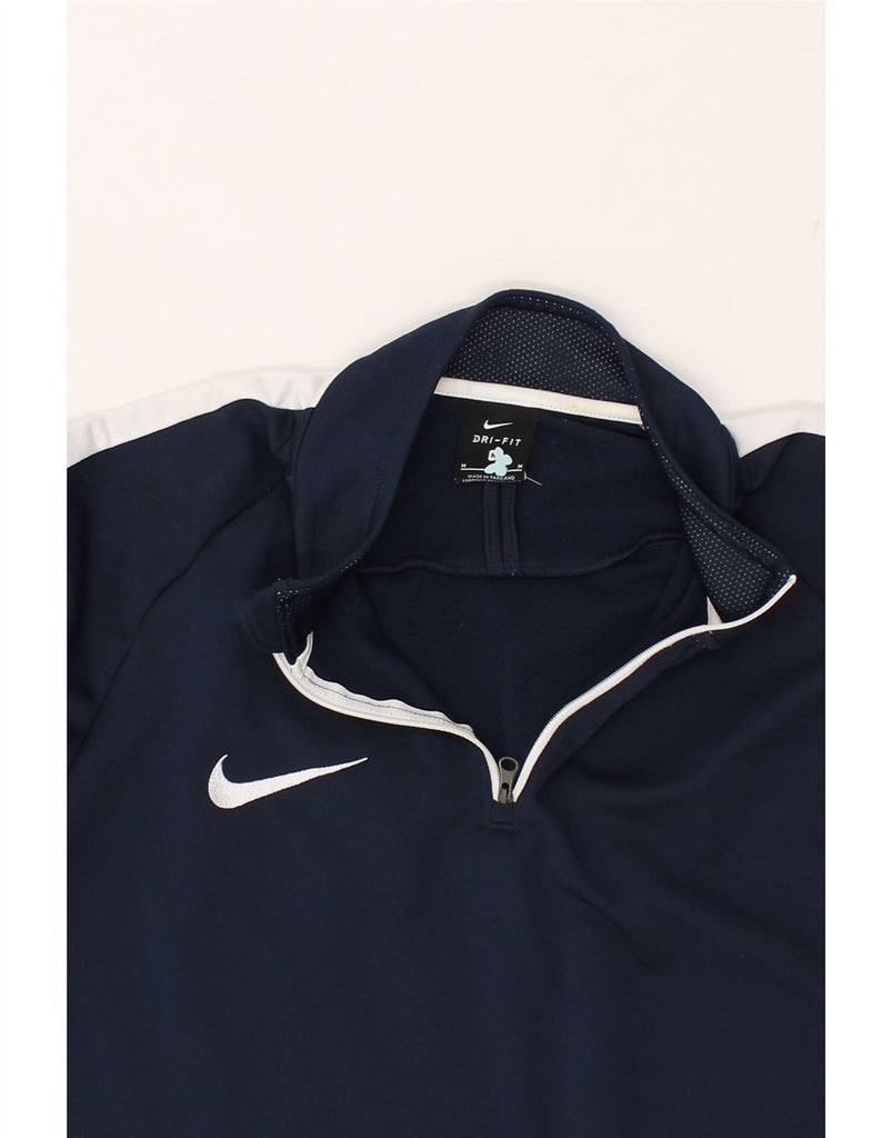 NIKE Mens Dri Fit Zip Neck Pullover Tracksuit Top Medium Navy Blue | Vintage Nike | Thrift | Second-Hand Nike | Used Clothing | Messina Hembry 