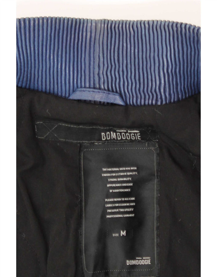 Bomboogie Womens Leather Jacket UK 12 Medium Blue