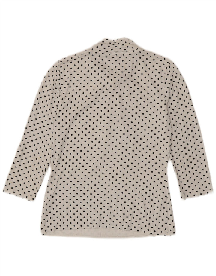 HOBBS Womens Front Tie 3/4 Sleeve Blouse Top UK 10 Small White Polka Dot